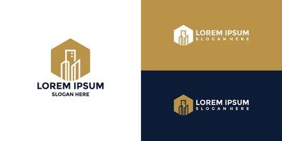 building logo with gold color vector