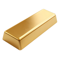 Realistic 3d gold bar showcased on a clean transparent background png