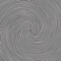 Psychedelic square background with circular black and white swirl, helix or twist. Backdrop with round optical illusion or linear hypnotic pattern. Creative simple monochrome illustration. vector