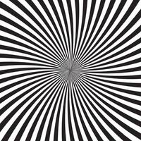 Psychedelic background with monochrome rays, lines or stripes converging in center. Backdrop with optical illusion or hypnotic effect. Abstract illustration in black and white colors. vector