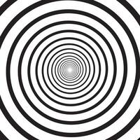 Abstract monochrome psychedelic square background with circular swirl, helix or vortex. Backdrop with round optical illusion or radial twist. Modern illustration in black and white colors. vector