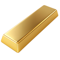 A 3D gold bar isolated on a transparent background png