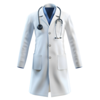 A professional 3D doctor's coat design featuring pockets and stitching details png