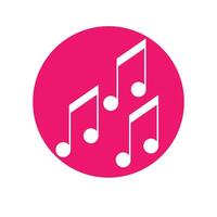 A pink music note icon with white notes vector