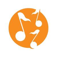 Music notes in an orange circle vector