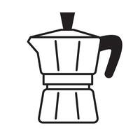 Linear geyser coffee maker icon. Black and white icon with editable stroke. Pictogram with moka pot. Line art vector