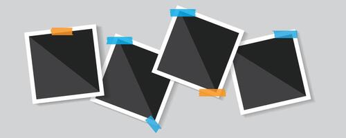 Photo collage. Collage of blank photographs with stickers isolated vector