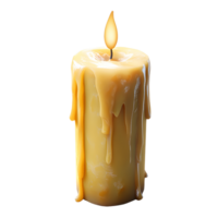 3d candle with realistic melting wax standing on a seamless clear backdrop png