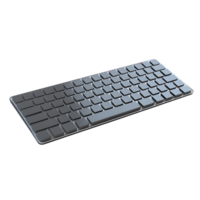 A professional 3D keyboard model isolated and floating on a transparent background png