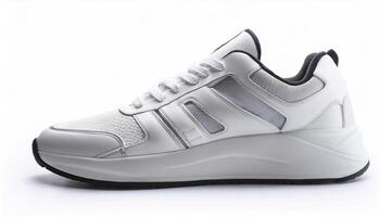 Plain white sneakers with minimalist design isolated on white background photo