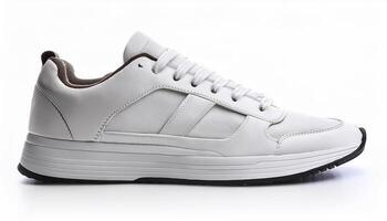 Plain white sneakers with minimalist design isolated on white background photo