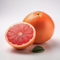 Grapefruit with leaves on a white background photo