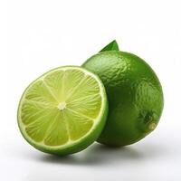Fresh green lime with slices on the side, creating a fresh and bright look. photo
