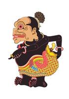 Wayang shadow puppet, bagong image illustration. Traditional javanese performance art. vector
