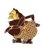 Wayang puppet, semar image illustration style, traditional javanese performance art. vector