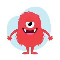 Cute cartoon fluffy monster. Funny red creature in childish style isolated on white background vector