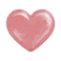 Red Heart, symbol of love made in newspaper dotted technic on white background, great for Valentine's Day. illustration vector