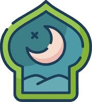 A crescent moon and a mosque icon vector