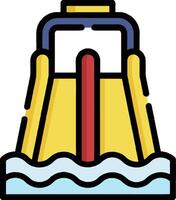 A yellow water slide with a red handle vector