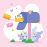 mailbox on a pink background with flowers vector