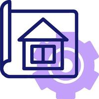 A house icon with gears and a gear vector