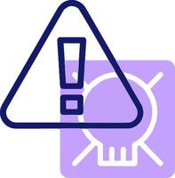 A purple triangle with a skull and a warning sign vector