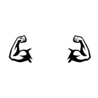 A simple powerful black and white icon of two flexing biceps, perfect for fitness related projects, websites, and social media. vector