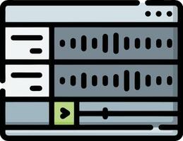 A computer with a sound mixer icon vector