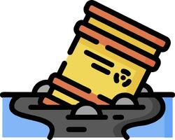 A barrel of oil is sitting on top of a rock vector