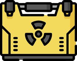 A yellow suitcase with a radioactive symbol on it vector