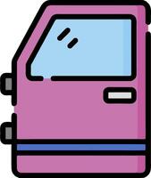 A purple van with a blue stripe on the side vector