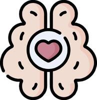 A brain with a heart in the middle vector