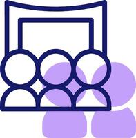 A purple icon with people in front of a screen vector