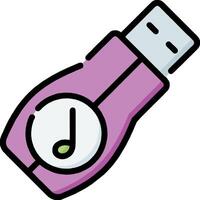 A purple usb drive with a clock on it vector