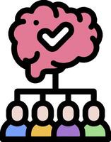 A brain with people in it and a check mark vector