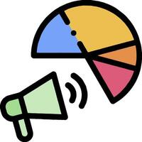 A pie chart with a megaphone and a pie chart vector