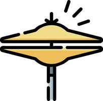 A yellow umbrella with a light shining on it vector
