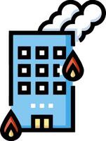 Fire and smoke icon with a building vector