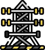 A tower with three poles and a yellow stripe vector