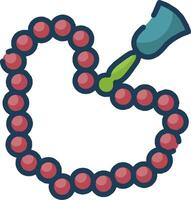 A heart shaped rosary with beads and a green apple vector