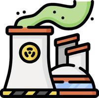 An illustration of a factory with a green smoke coming out of it vector