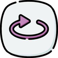 A purple arrow pointing to a button vector