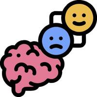 A cartoon brain with two emoticons on it vector
