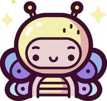 A cartoon butterfly with a smile on its face vector