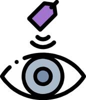 Eye with a tag on it, with a purple tag on it vector
