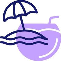 A purple coconut with an umbrella and drink vector