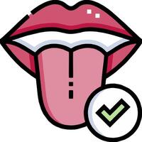A cartoon tongue with tick mark on it vector