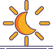 The sun and the moon are shown in a flat line vector