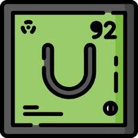 The periodic table of elements, with the symbol for uranium vector
