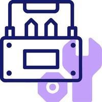 A purple icon with a tool and a wrench vector